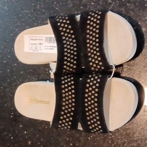 Spenco Black Twilight Stud Sandals NWT